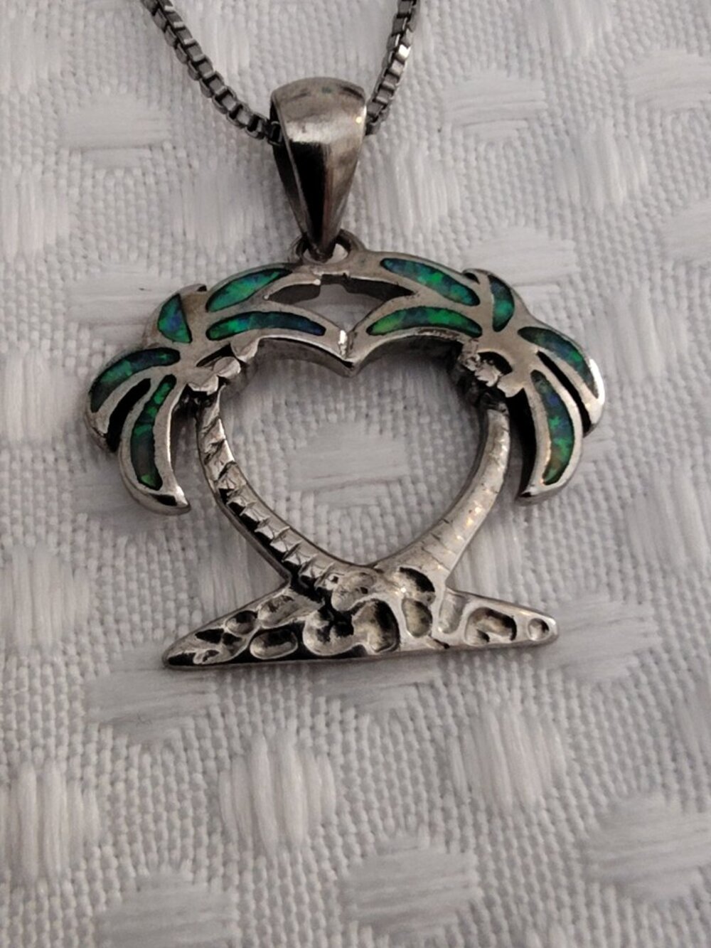 Silver chain & pendant, .925, Palm Tree, Beach, Tropics